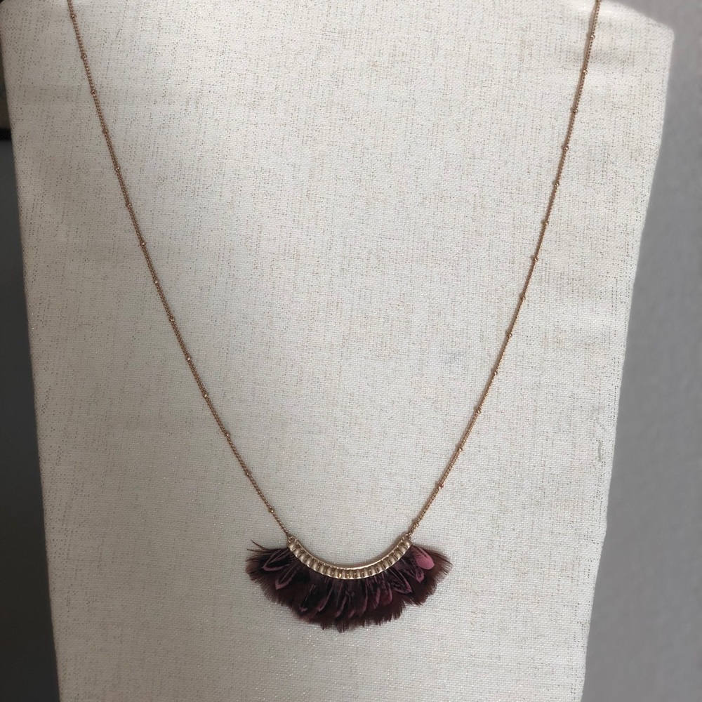 Feather necklace and earrings